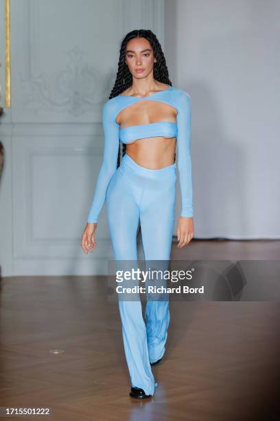 Model walks the runway during the Theunissen Womenswear Spring/Summer 2024 show as part of Paris Fashion Week on October 03, 2023 in Paris, France.