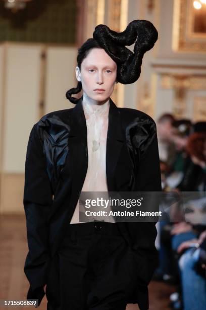 Model walks the runway during the Torisheju Womenswear Spring/Summer 2024 show as part of Paris Fashion Week on October 03, 2023 in Paris, France.