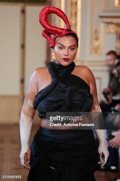 Paloma Elsesser walks the runway during the Torisheju Womenswear Spring/Summer 2024 show as part of Paris Fashion Week on October 03, 2023 in Paris,...