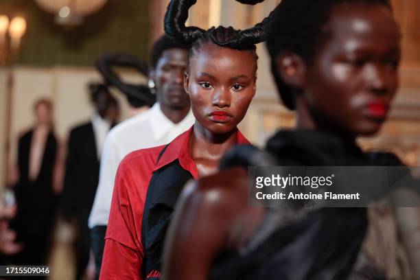 Models walk the runway during the Torisheju Womenswear Spring/Summer 2024 show as part of Paris Fashion Week on October 03, 2023 in Paris, France.