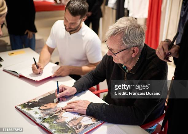 Fashion designer Simon Porte Jacquemus and Photographer Martin Parr attend the "Jacquemus X Martin Parr" book signing as part of Paris Fashion Week...