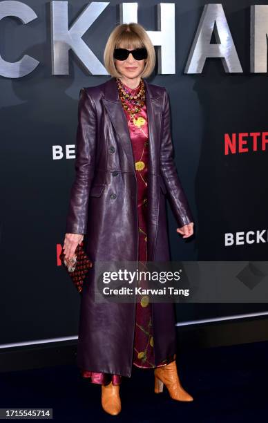 Anna Wintour attends the Netflix 'Beckham' UK Premiere at The Curzon Mayfair on October 03, 2023 in London, England.