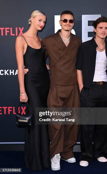 Mia Regan and Romeo Beckham attend the Netflix 'Beckham' UK Premiere at The Curzon Mayfair on October 03, 2023 in London, England.