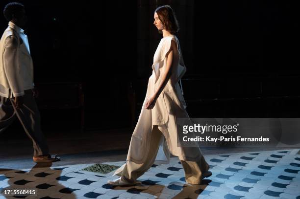 Models walk the runway during the Ujoh Womenswear Spring/Summer 2024 show as part of Paris Fashion Week on October 03, 2023 in Paris, France.