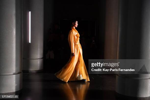 Model walks the runway during the Avellano Womenswear Spring/Summer 2024 show as part of Paris Fashion Week on October 03, 2023 in Paris, France.