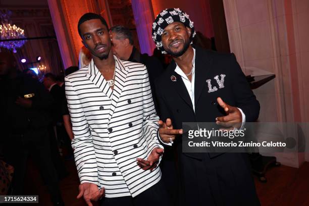 Christian Combs and Usher attend the #BoF500 Gala during Paris Fashion Week at Shangri-La Hotel Paris on September 30, 2023 in Paris, France.