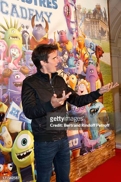 Animator Joan Faggianelli poses at 'Monsters University' Paris movie premiere, held at La Sorbonne on June 26, 2013 in Paris, France.