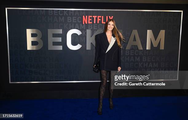 Lorena Rae attends the Netflix 'Beckham' UK Premiere at The Curzon Mayfair on October 03, 2023 in London, England.