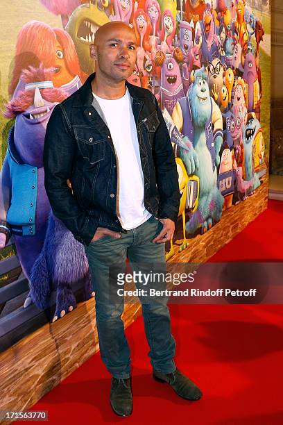 Humorist Eric Judor poses at 'Monsters University' Paris movie premiere, held at La Sorbonne on June 26, 2013 in Paris, France.
