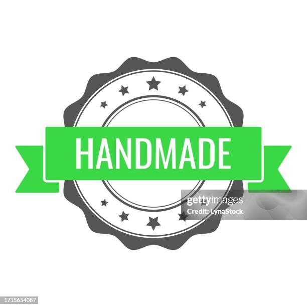 stockillustraties, clipart, cartoons en iconen met handmade stamp, seal. vector badge, icon template. illustration isolated on white background. - certificate icon