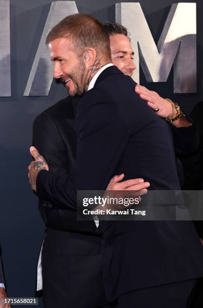 David Beckham and Dave Gardner attend the Netflix 'Beckham' UK Premiere at The Curzon Mayfair on October 03, 2023 in London, England.