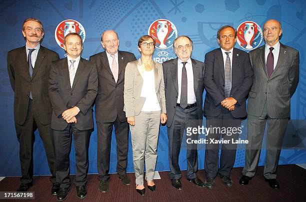President Frederic Thiriez, Saint Etienne Mayor Maurice Vincent, EURO 2016 President Jacques Lambert, French Sports Minister Valerie Fourneyron,...