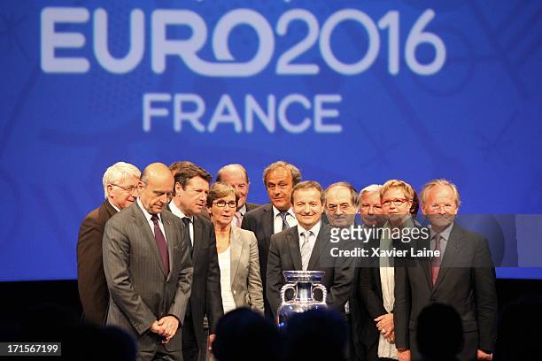 President Michel Platini, President Jacques Lambert, French Football Federation President Noel Le Graet, French Sports Minister Valerie Fourneyron,...
