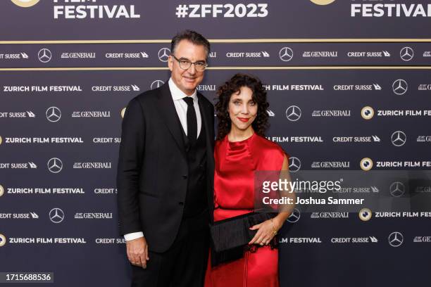 Christian Jungen and Irina Kastrinidis attend the 19th Zurich Film Festival at Kino Corso on October 03, 2023 in Zurich, Switzerland.