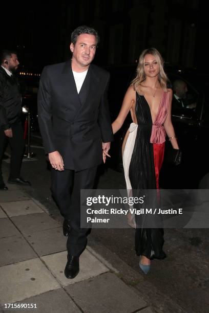 Dave Gardner and Jessica Clarke seen attending Beckham - UK TV premiere after party at The Twenty Two on October 03, 2023 in London, England.