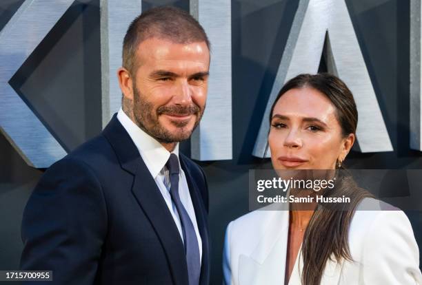 David Beckham and Victoria Beckham attend the Netflix 'Beckham' UK Premiere at The Curzon Mayfair on October 03, 2023 in London, England.