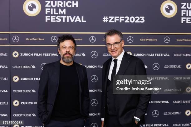 Babak Jalali and Christian Jungen attend the photocall of "FREMONT" during the 19th Zurich Film Festival at Kino Corso on October 03, 2023 in Zurich,...