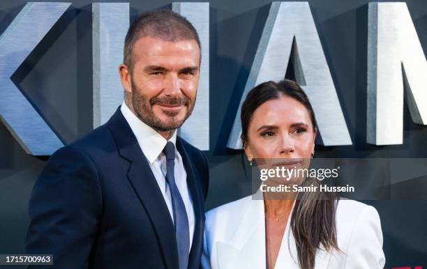 David Beckham and Victoria Beckham attend the Netflix 'Beckham' UK Premiere at The Curzon Mayfair on October 03, 2023 in London, England.