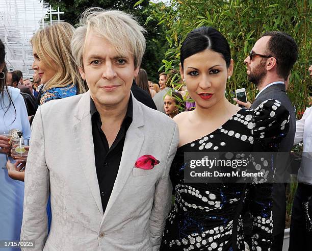 Nick Rhodes and Nefer Suvio attend the annual Serpentine Gallery Summer Party co-hosted by L'Wren Scott at The Serpentine Gallery on June 26, 2013 in...