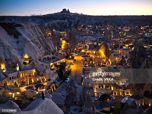 göreme, cappadocia in the evening - rock hoodoo stock pictures, royalty-free photos & images