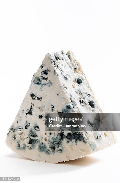 piece of french roquefort cheese - blue cheese stock pictures, royalty-free photos & images