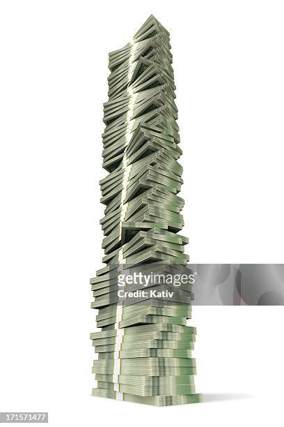 torre di denaro - catasta foto e immagini stock