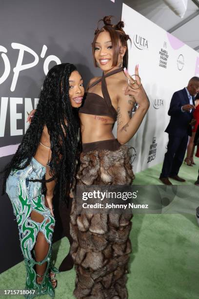 Lola Brooke and GloRilla attend the BET Hip-Hop Awards 2023 on October 03, 2023 in Atlanta, Georgia.