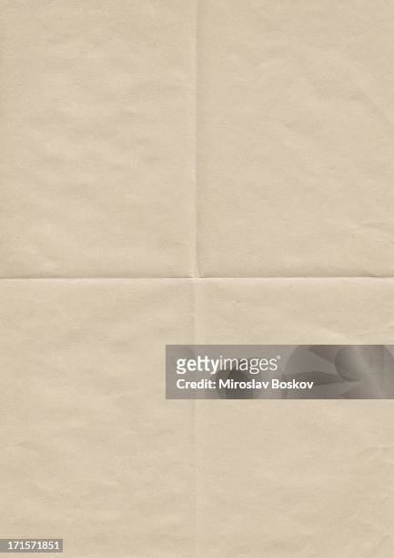 high resolution old beige paper creased grunge texture - folded stock pictures, royalty-free photos & images
