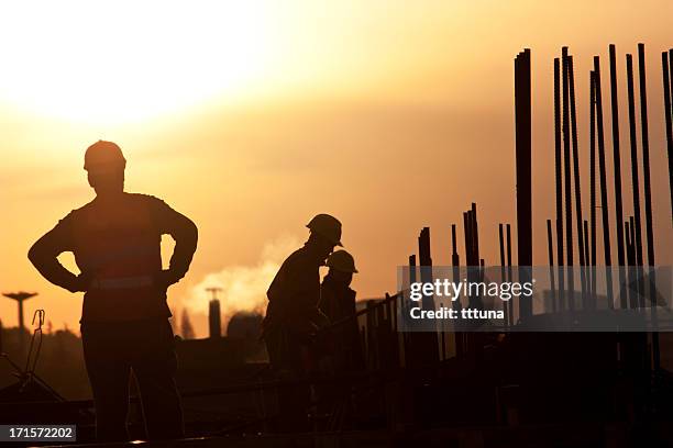 workers on construction, real human adult photo - wire mesh construction stock pictures, royalty-free photos & images