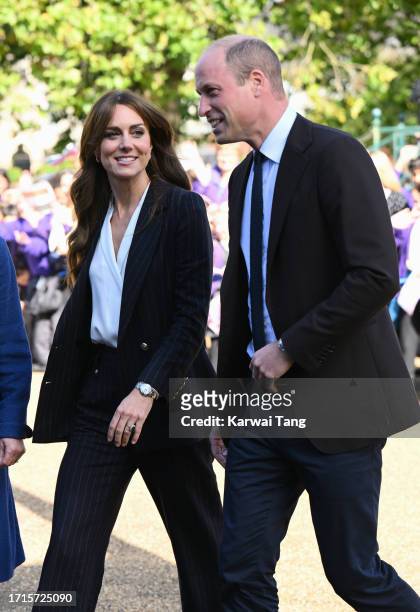Prince William, Prince of Wales and Catherine, Princess of Wales visit the Grange Pavilion as they celebrate the beginning of Black History Month on...