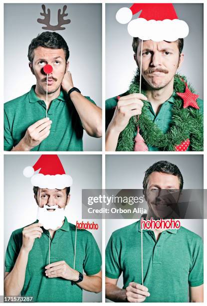christmas photobooth - christmas montage stock pictures, royalty-free photos & images