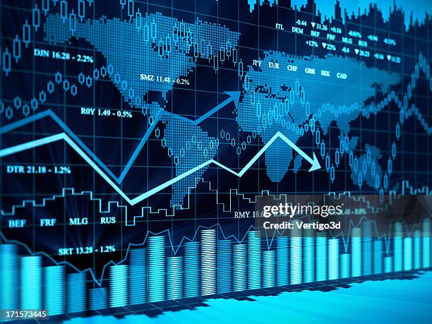 charts financieros - finanzas globales fotografías e imágenes de stock