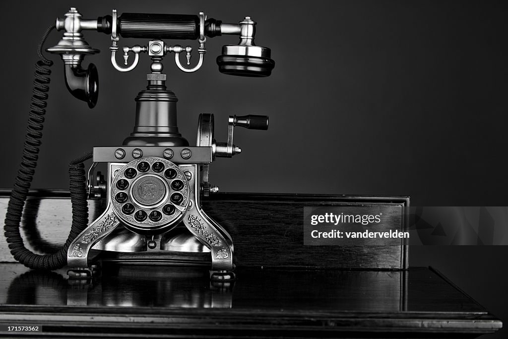 Mono Photo Of An Old-fashioned Telephone