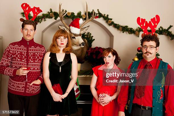 unhappy christmas gathering - jaded pictures stock pictures, royalty-free photos & images