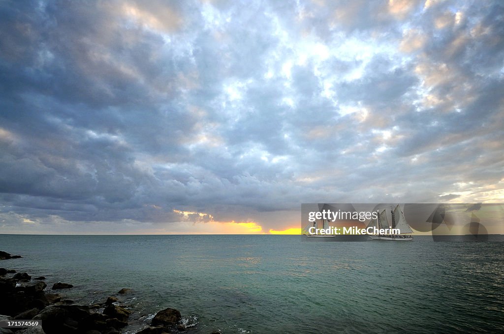 Sonnenuntergang "und" Schooners'in Key West