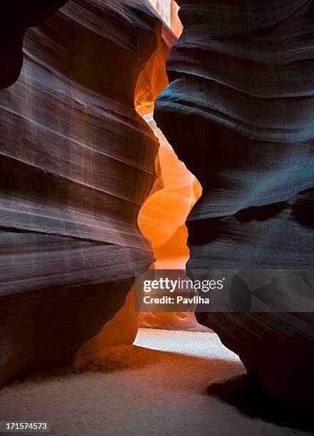 orange light in antelope canyon arizona usa - cave entrance stock pictures, royalty-free photos & images