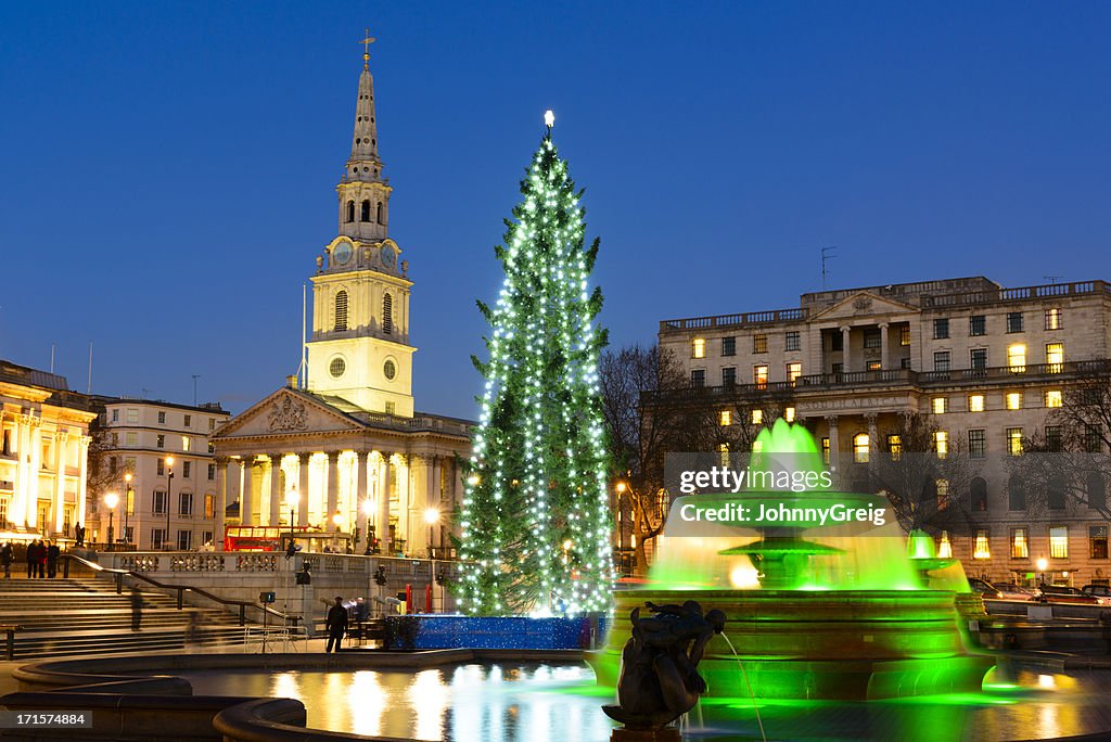 Trafalgar Square à Londres à Noël