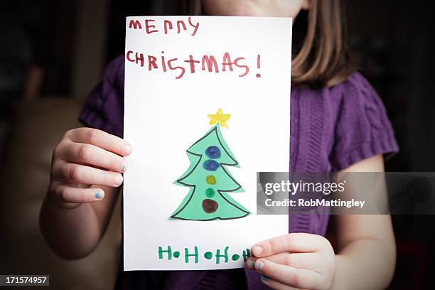 showing christmas card - kids arts and crafts stock pictures, royalty-free photos & images