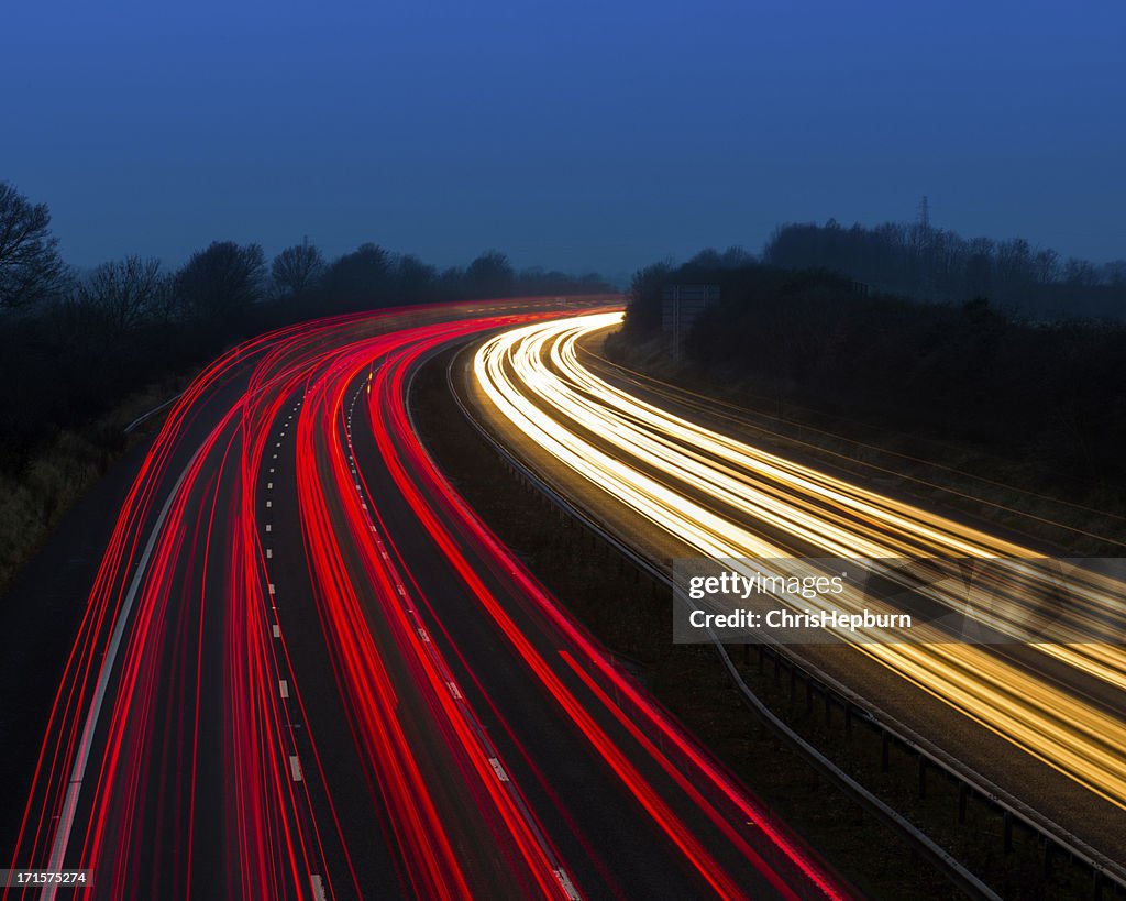 Motorway Lights At Dusk High-Res Stock Photo - Getty Images