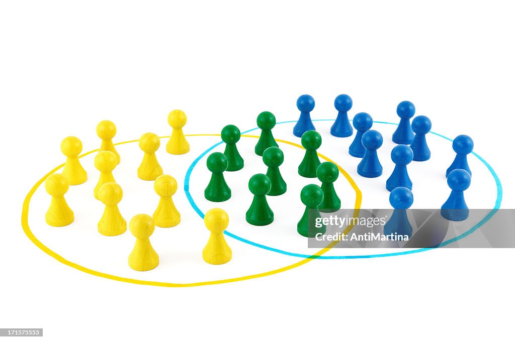Teams of board game pieces