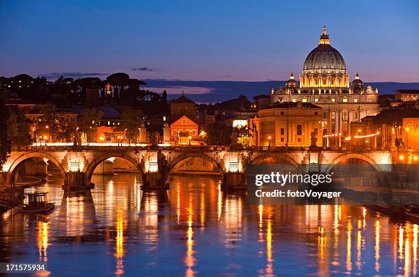 vatican city sunset st peter's basilica river tiber rome italy - river tiber stock pictures, royalty-free photos & images