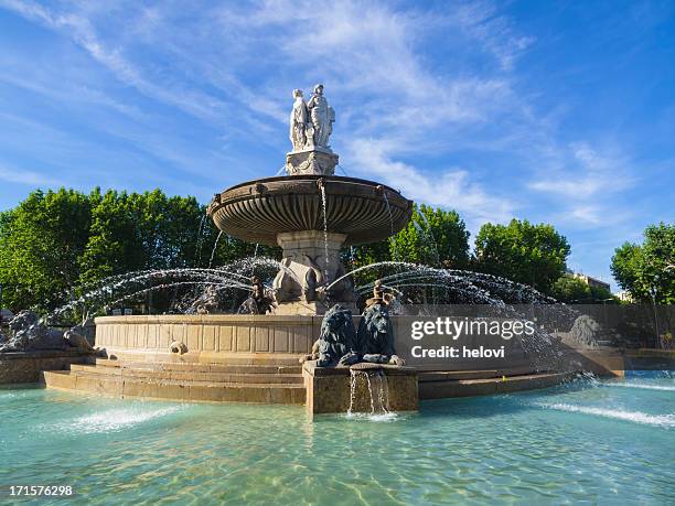 rotunda fountain at aix-en-provence, france - aix en provence stock pictures, royalty-free photos & images