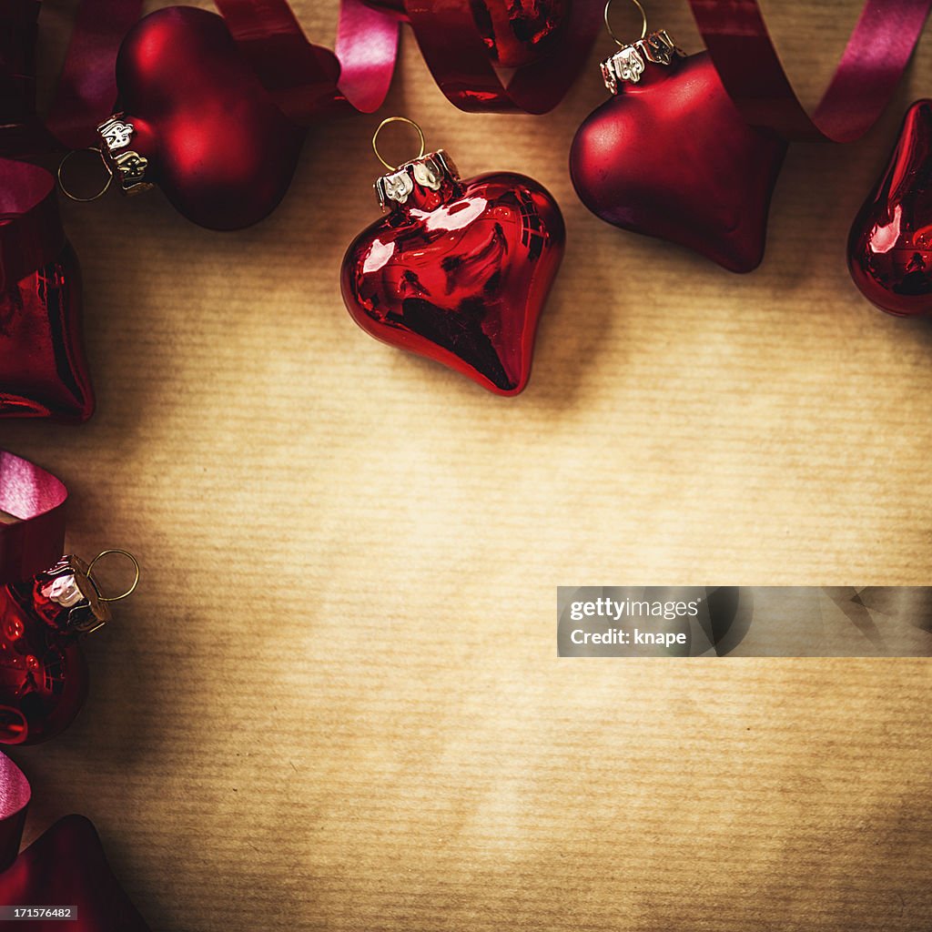 Frame of christmas baubles