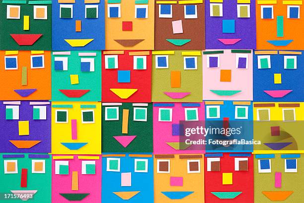 paper square faces - faces grid stock illustrations