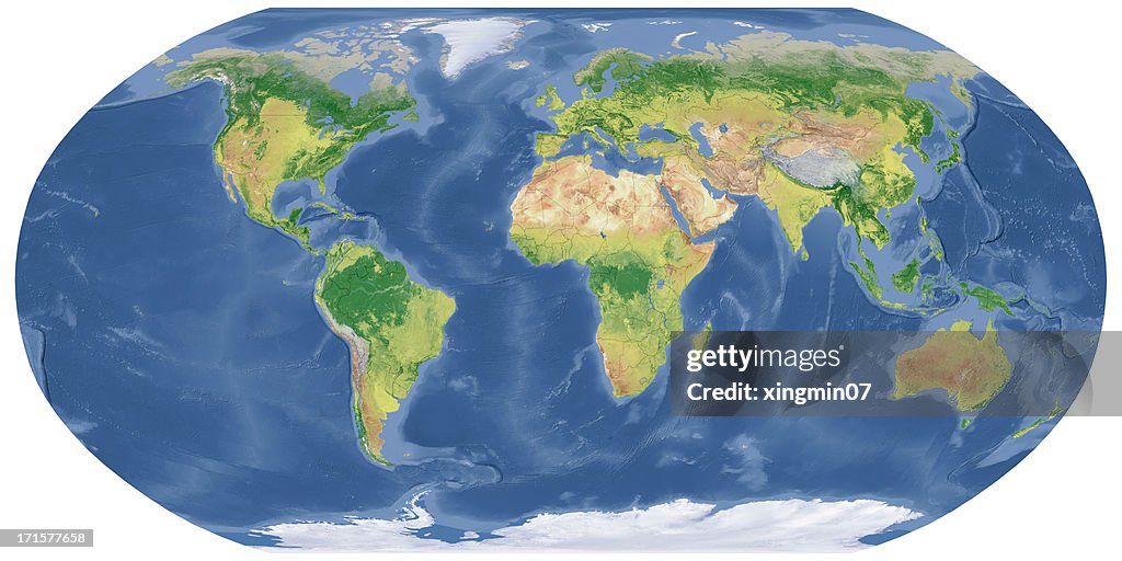 National Border,world map in Robinson Projection