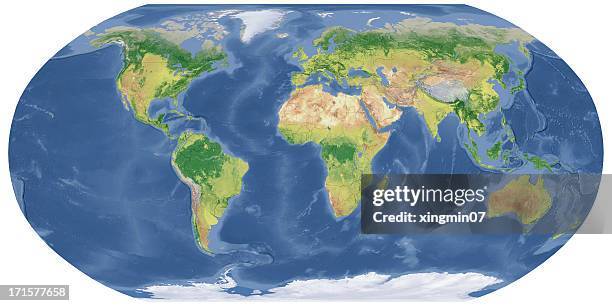 fronteira, mapa do mundo em robinson projecção - leste imagens e fotografias de stock