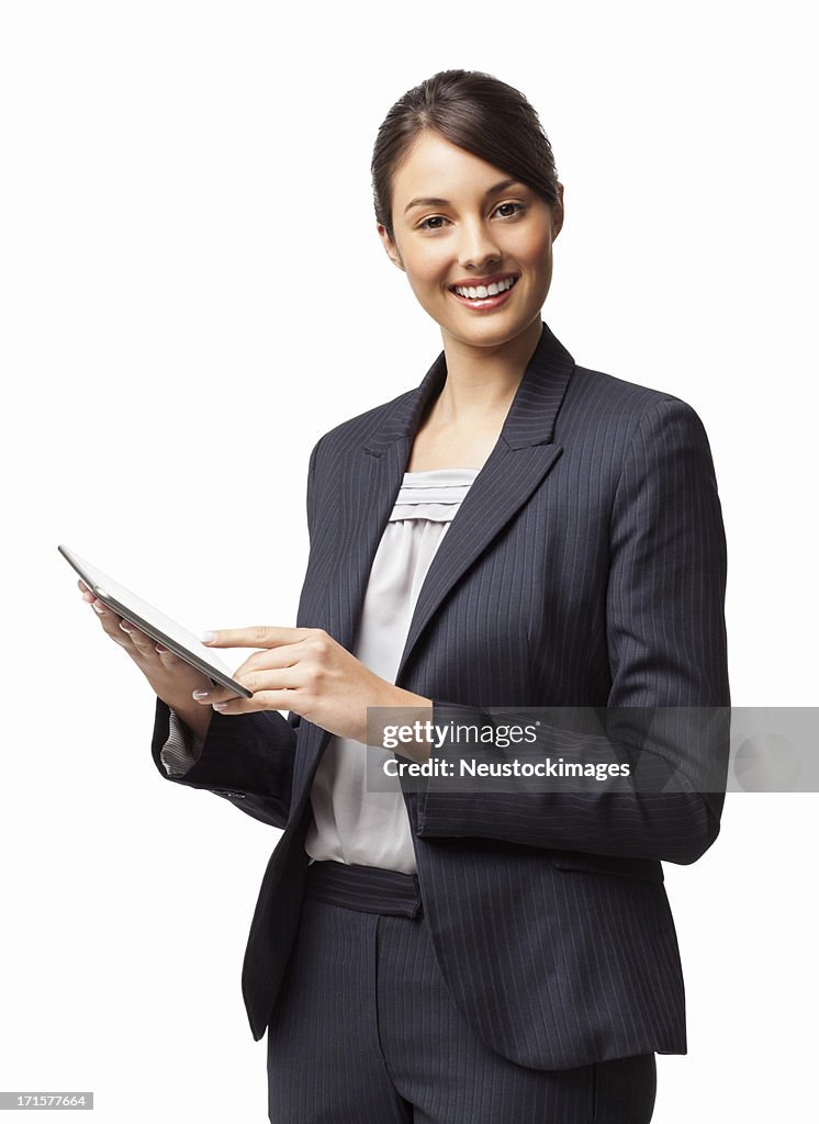Female Business Professional Using Digital Tablet - Isolated