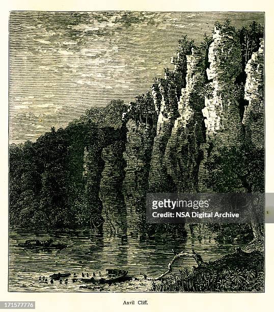 amboss klippe, virginia, holz gravieren (1872) - ohio river stock-grafiken, -clipart, -cartoons und -symbole