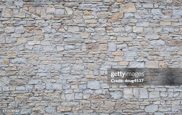 wide shot of a plain limestone wall - stone wall stock pictures, royalty-free photos & images