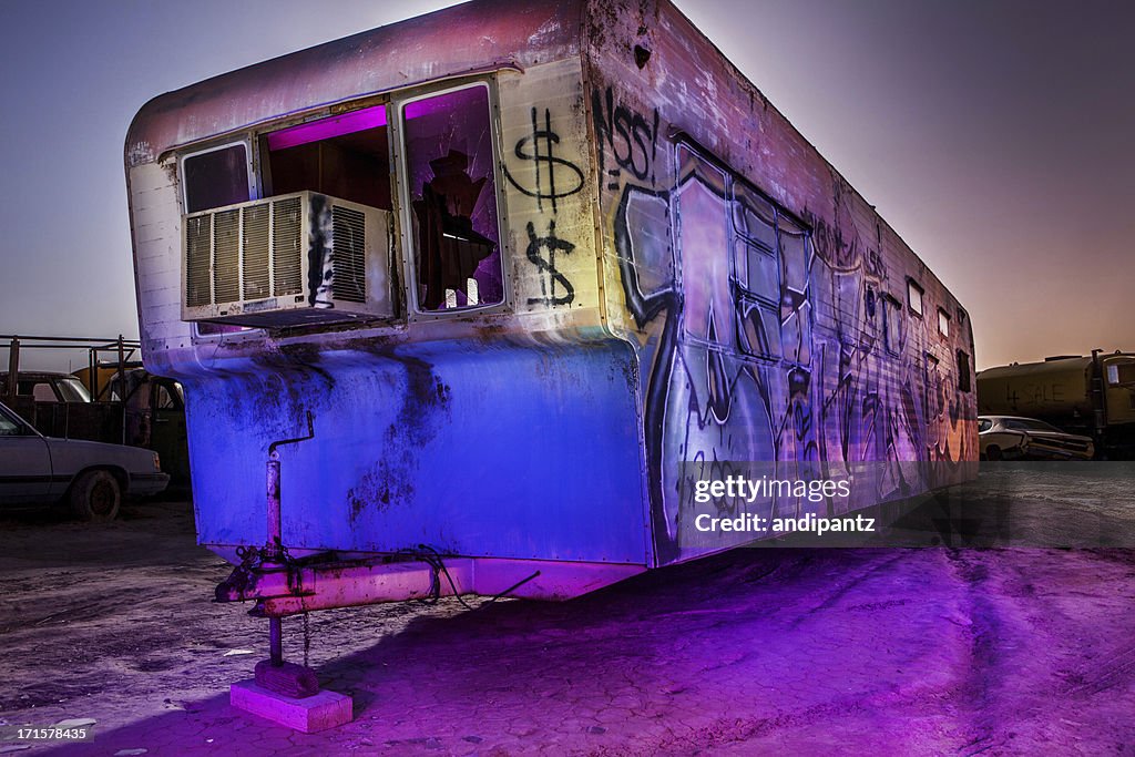 Light painted abandoned trailer